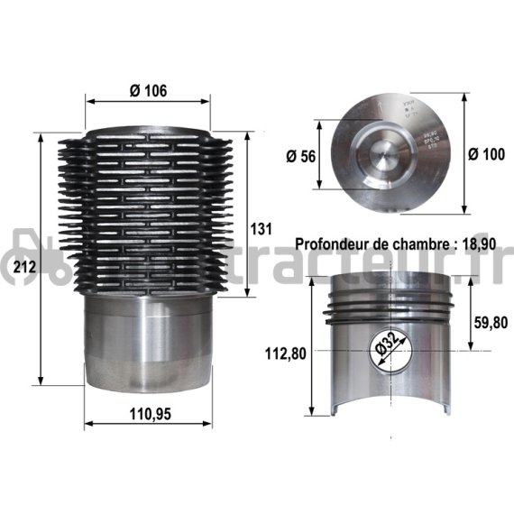 ENSEMBLE CHEMISE - PISTON Ø 100 MM