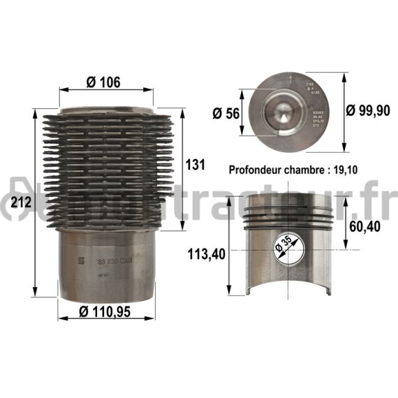 ENSEMBLE CHEMISE - PISTON Ø 100 MM