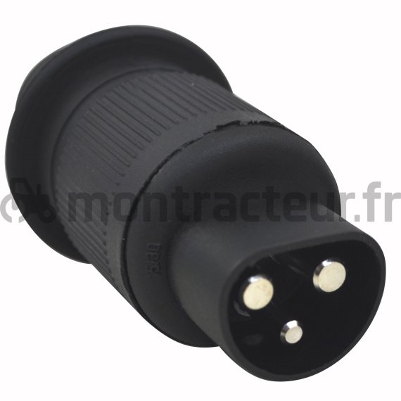 FICHE PLASTIQUE 3 PÔLES MÂLES - 12/24V. (BLISTER 1 PIÈCE)