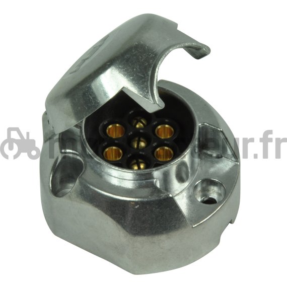 PRISE ALUMINIUM 7 PÔLES RACCORDS A VIS - 12V. (BLISTER 1 PIÈCE)