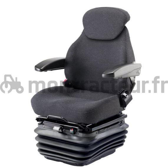 SIÈGE SUSPENSION PNEUMATIQUE TISSU NOIR AVEC ACCOUDOIR ET APPUIS-TÊTE