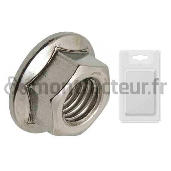 ÉCROU A EMBASE CRANTÉE ZINGUÉ (6) - DIN 6923 M6 (BLISTER 20 PIÈCES)