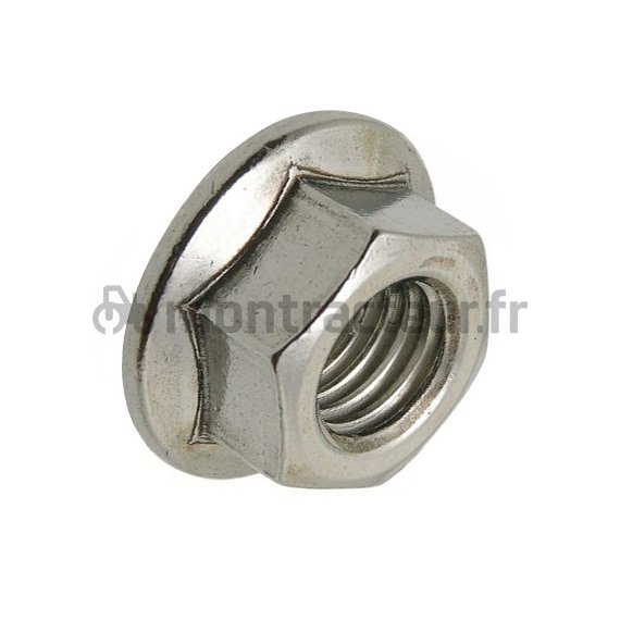 ÉCROU A EMBASE CRANTÉE ZINGUÉ (6) - DIN 6923 M12 (BLISTER 100 PIÈCES)