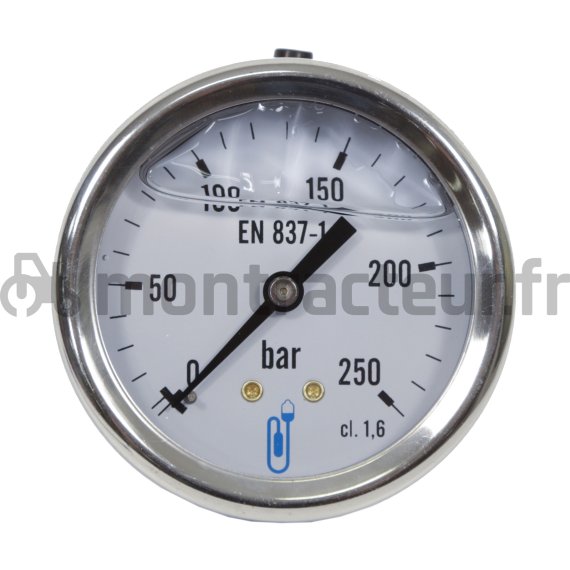 MANOMÈTRE Ø 63 - 0-250BAR - 1/4'' - INOX