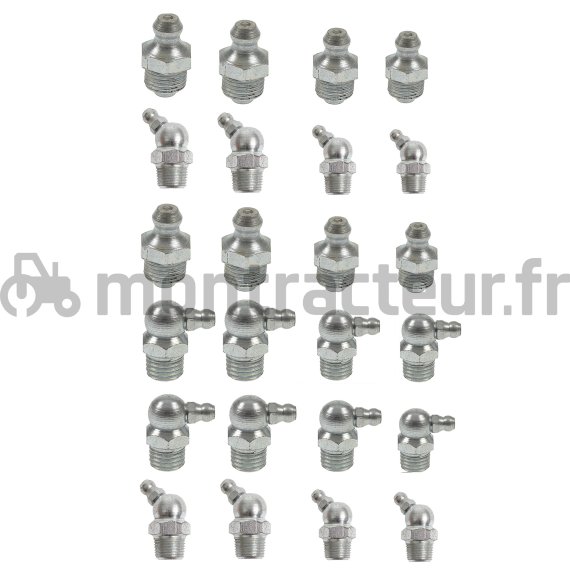 ASSORTIMENT DE GRAISSEURS DROIT - 45° - 90° (BLISTER 24 PIÈCES)