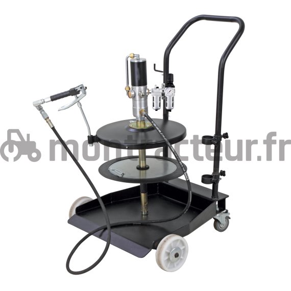 CHARIOT POUR FÛT DE GRAISSE 50 KG AVEC KIT DE POMPE PNEUMATIQUE COMPLET