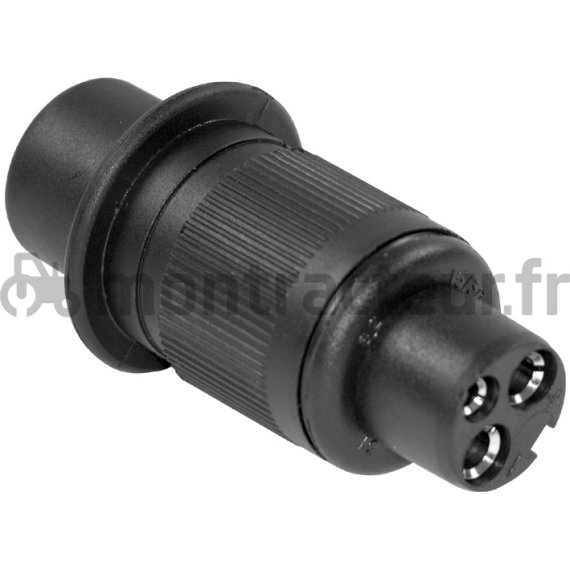 FICHE PLASTIQUE 3 PÔLES FEMELLES - 12/24V.