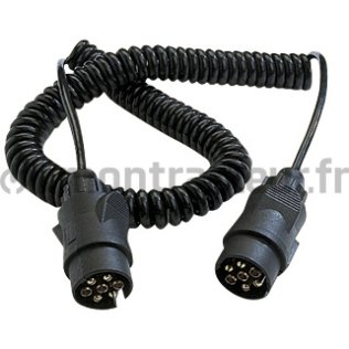 RALLONGE SPIRALE 7 PÔLES 5 M - MÂLE/MÂLE - 7 X 0.75 MM²