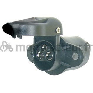 PRISE PLASTIQUE 3 PÔLES - FEMELLE - 12/24V. (BLISTER 1 PIÈCE)