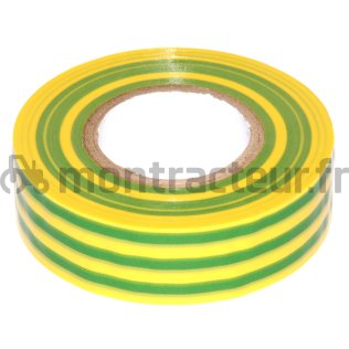 TOILE ISOLANTE JAUNE ET VERT- 19MM X 20M (BLISTER 1 PIÈCE)