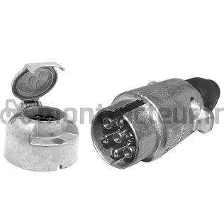 FICHE ET PRISE EN ALUMINIUM 7 PÔLES 12V - CONNEXIONS A VIS