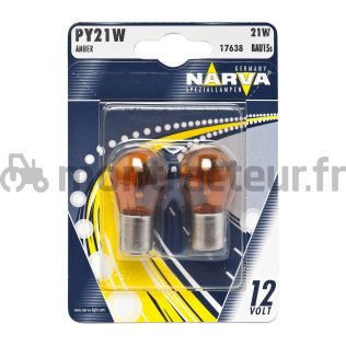 AMPOULE 12V - P21W - BAU15S - ORANGE - (BLISTER 2 PIÈCES)