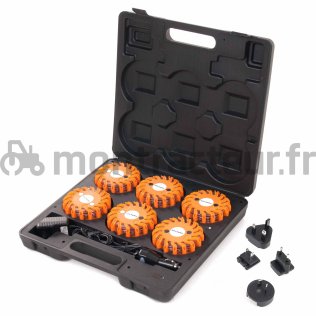 ENSEMBLE DE TÉMOINS D'AVERTISSEMENT DE DANGER MAGNÉTIQUE RECHARGEABLE - DEL