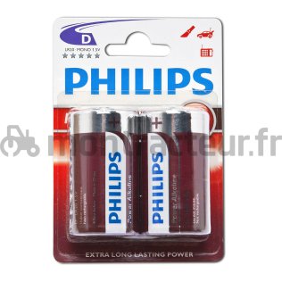 PILES POWER ALKALINE LR20/D (BLISTER 2 PIÈCES)