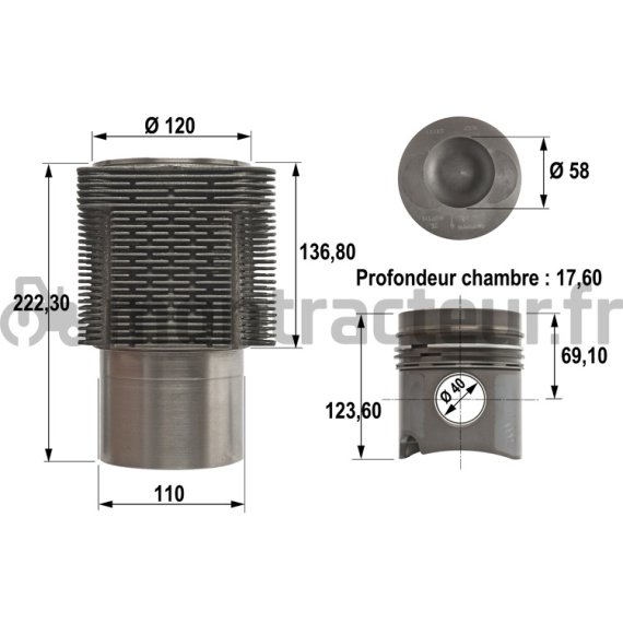 ENSEMBLE CHEMISE - PISTON Ø 102 MM