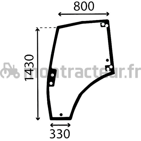 VITRE DE PORTE GAUCHE - BOMBÉE - TEINTÉE