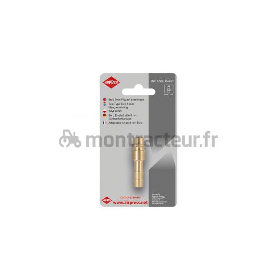 COUPLEUR MÂLE EURO - BLISTER FILET 8 MM