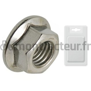 ÉCROU A EMBASE CRANTÉE ZINGUÉ (6) - DIN 6923 M8 (BLISTER 10 PIÈCES)