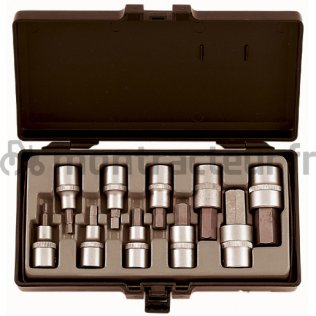 JEU DE 10 DOUILLES 6 PANS COURTES 1/2''