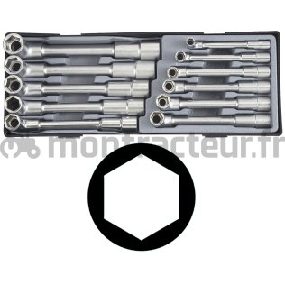 JEU DE CLÉS PIPE DEBOUCHÉE 8 - 19 MM (BLISTER 11 PIÈCES)