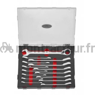 JEU DE CLÉS MIXTES A CLIQUET DROITE (BLISTER 15 PIÈCES)