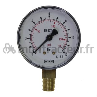MANOMÈTRE 0-12 BARS - Ø 63MM - EMBOUT M 1/4'' VERTICAL